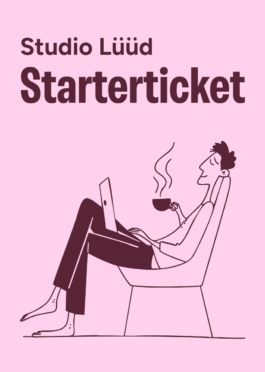 Illustration: Entspanntes Arbeiten im Coworking Space – Mann mit Laptop und Kaffee im Schaukelstuhl 